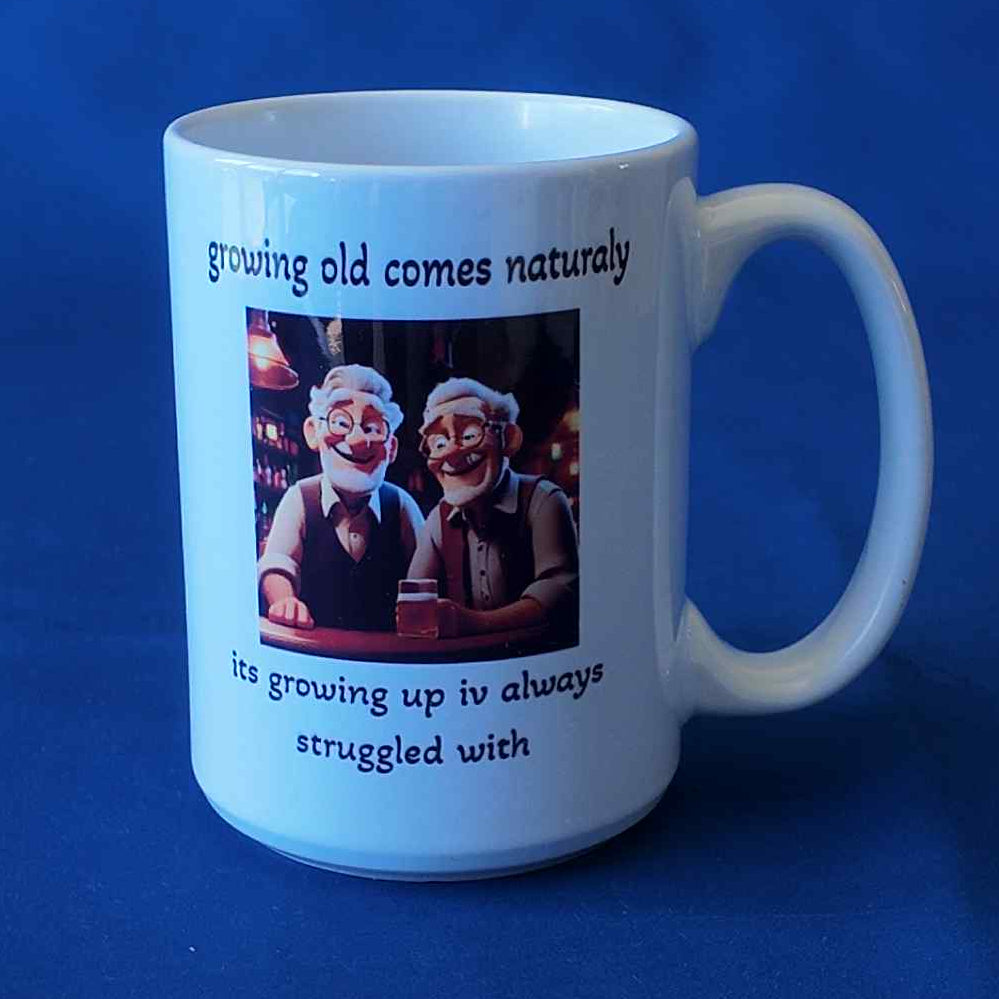 Personalised caricature mug lifestyle shot — unique novelty gift UK

