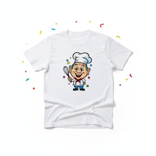 Personalised caricature t-shirt flat lay — custom photo print gift UK