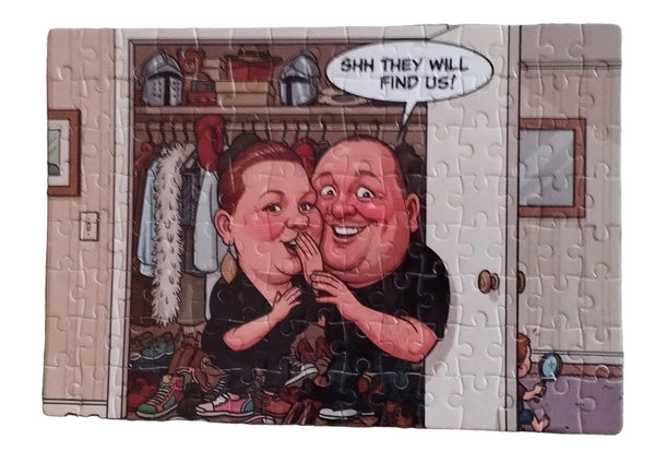 Personalised caricature jigsaw puzzle 120 pieces A4 fabric-lined matt finish | Photonscribe
