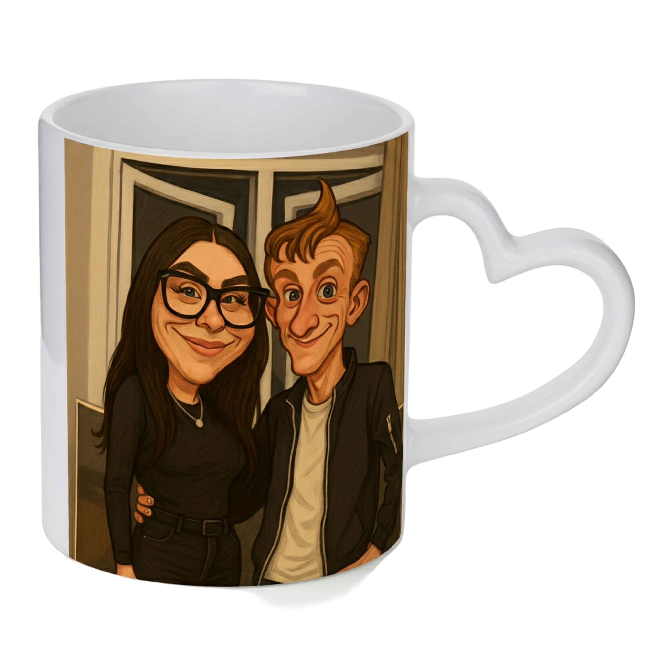 Personalised heart handle mug lifestyle shot — handcrafted to order in the UK

