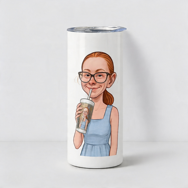 Personalised Caricature Tumbler | Custom Photo 20 oz Double-Walled Steel